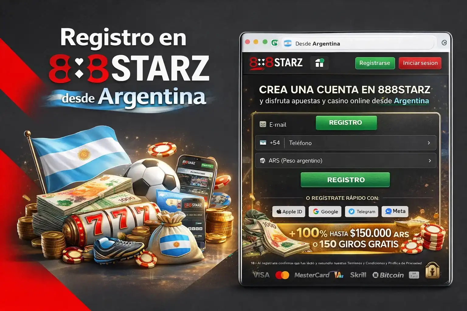 Registro en 888Starz desde Argentina