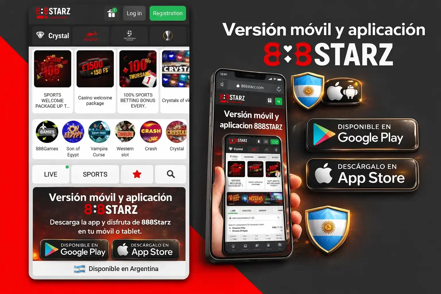 Versión móvil y aplicación 888Starz